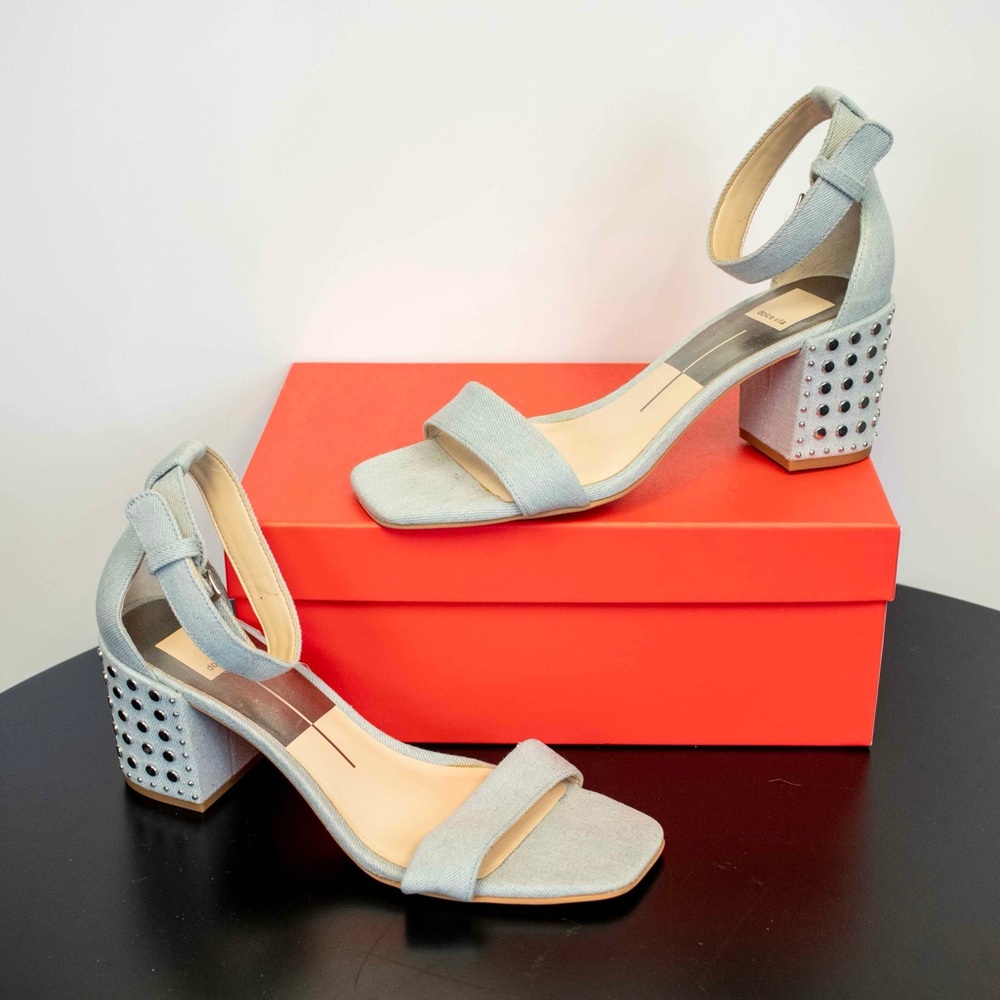Dolce Vita Denim Studded Heeled Sandals